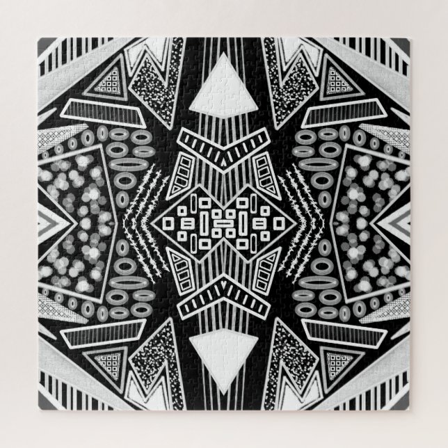 Quebra-cabeça Padrão Inspirado Na Moda De Pista B E W (Vertical)