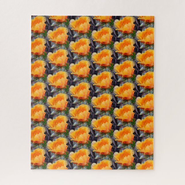 Quebra-cabeça Padrão Laranja De Flor De Pear De Cactus (Vertical)