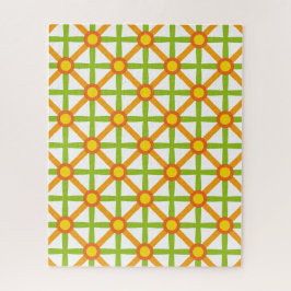 Quebra-cabeça Padrão Laranja Verde e Amarelo Retroinspirado