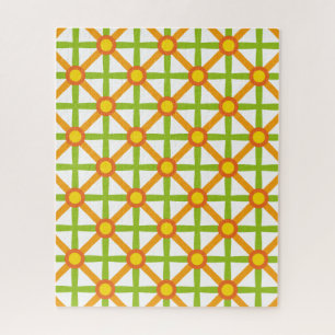 Quebra-cabeça Padrão Laranja Verde e Amarelo Retroinspirado