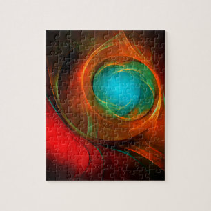 Quebra-cabeça Padrão Legal de Abstrato de Arte Fina Azul Moderna
