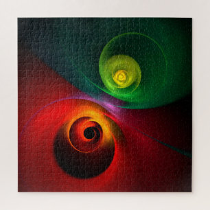 Quebra-cabeça Padrão Moderno de Abstrato de Arte Yin Yang Verde