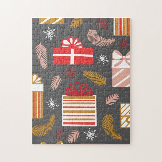 Quebra-cabeça Padrão Natalino Clássico - Feliz Natal Vintage (Vertical)