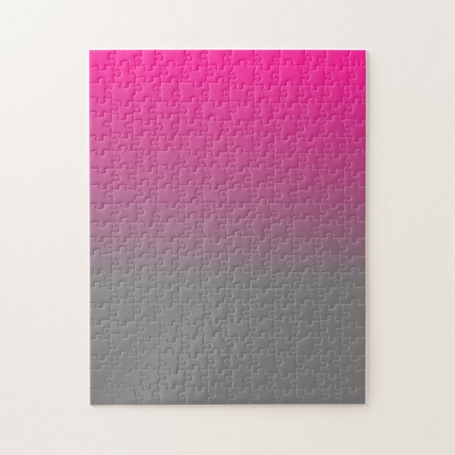 Quebra-cabeça Padrão Ombre Rosa Intenso e Cinza (Vertical)