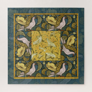 Quebra-cabeça Padrão Pombo Peixe Art Nouveau Antigo Verneuil