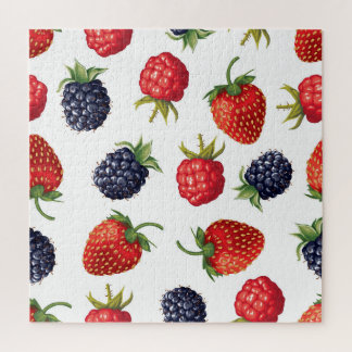 Quebra-cabeça Padrão Realista de Berries Delicioso Sem Olhos