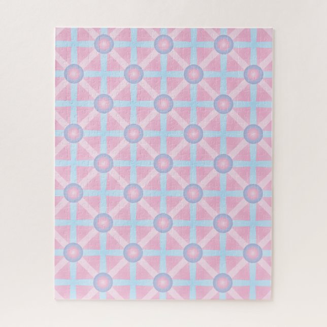 Quebra-cabeça Padrão Rosa Fofo, Roxo e Azul Claro (Vertical)