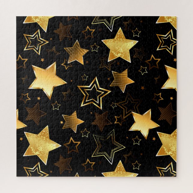 Quebra-cabeça Padrão sem costura com estrelas de Ouro (Vertical)