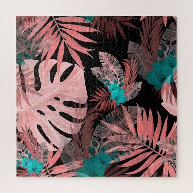 Quebra-cabeça Padrão Sem Costura de Orquídea Tropical (Vertical)