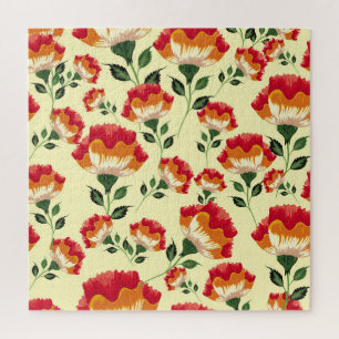 Quebra-cabeça Padrão sem costura, decoração colorida de flores.