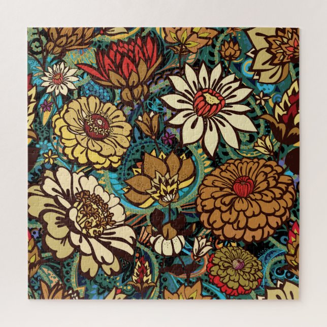 Quebra-cabeça Padrão sem soldadura floral, design de impressão o (Vertical)