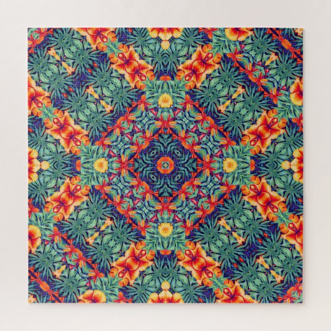 Quebra-cabeça Padrão tropical Abstrato amarelo-verde (Vertical)