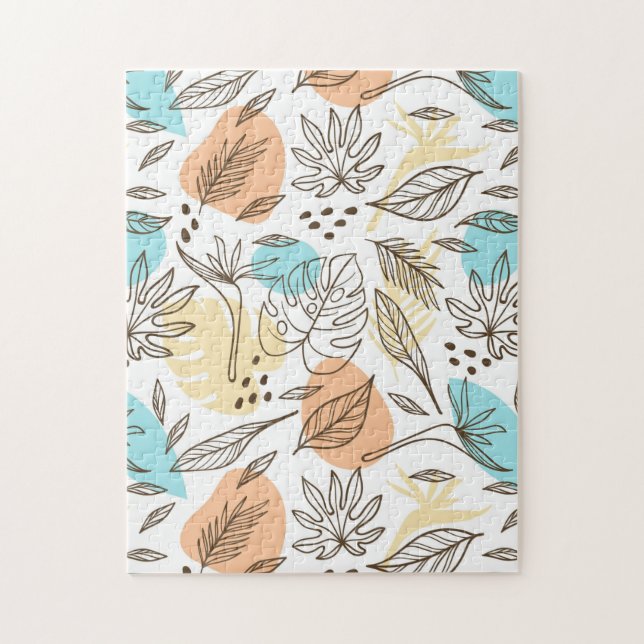 Quebra-cabeça Padrão tropical de Verão desenhado à mão (Vertical)