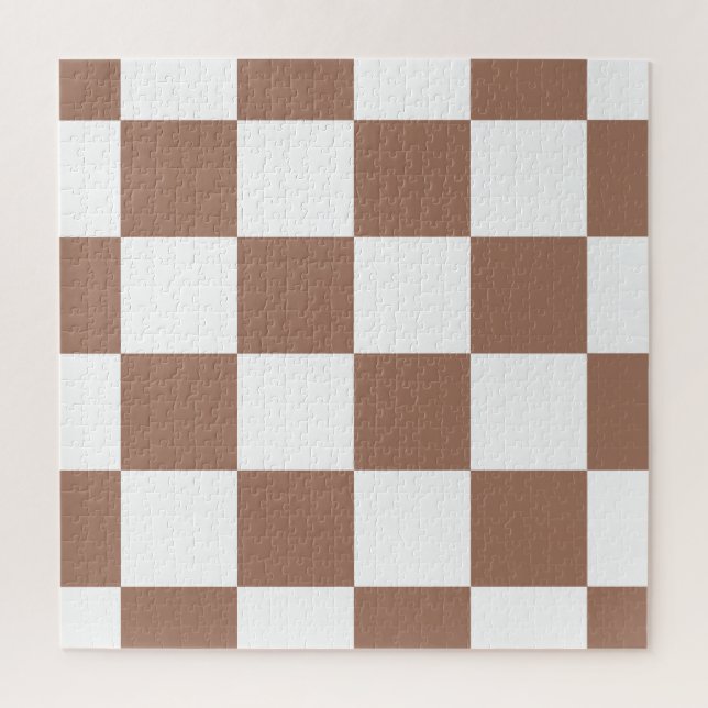 Quebra-cabeça Padrão verificado em branco e Mocha Mousse (Vertical)
