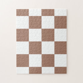 Quebra-cabeça Padrão verificado em branco e Mocha Mousse