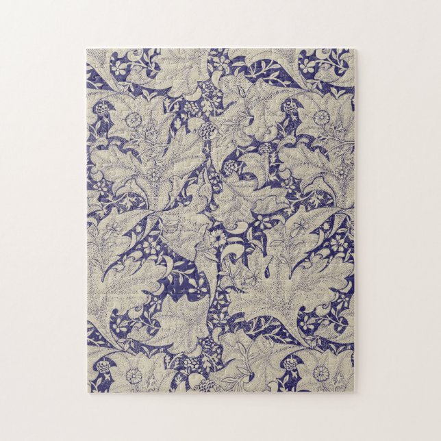 Quebra-cabeça Padrão Wallflower Azul Antigo de William Morris (Vertical)
