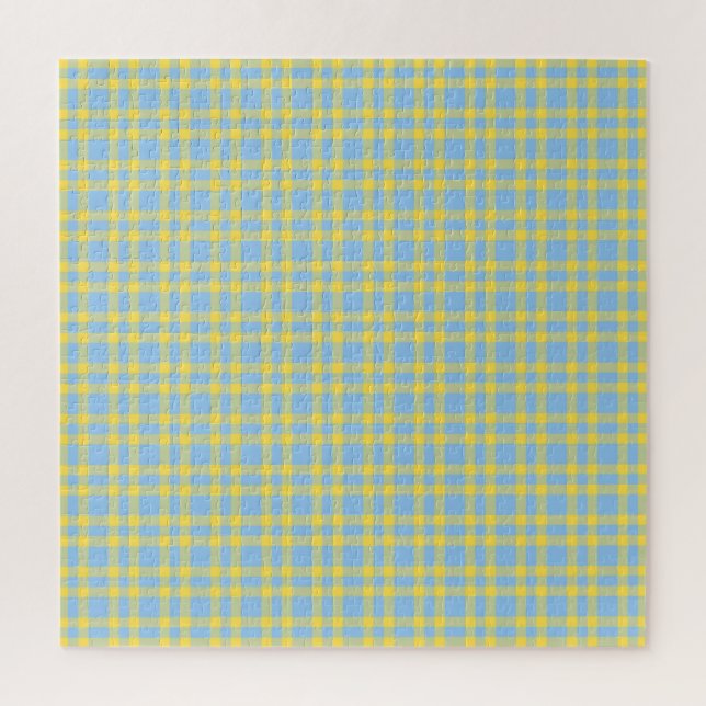 Quebra-cabeça Padrão Xadrez Azul Amarelo (Vertical)