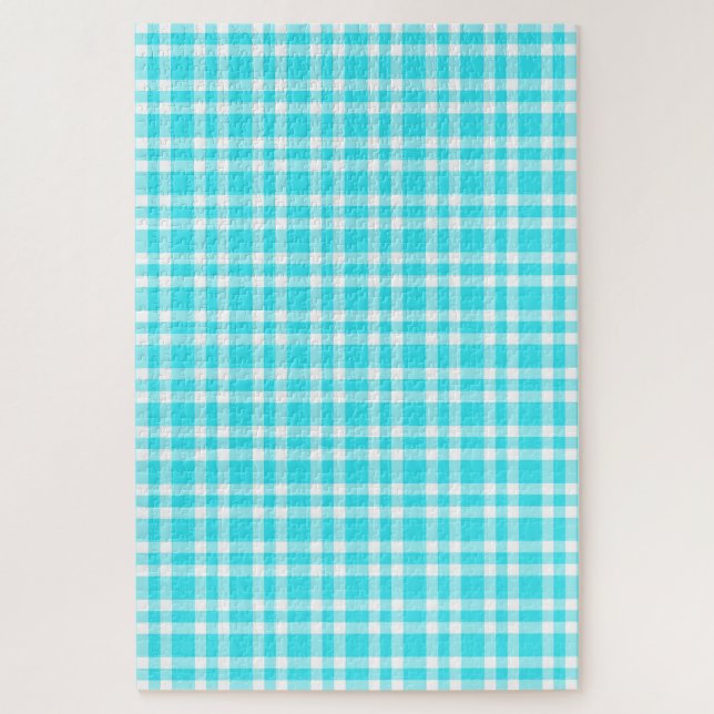 Quebra-cabeça Padrão Xadrez Azul Branco (Vertical)