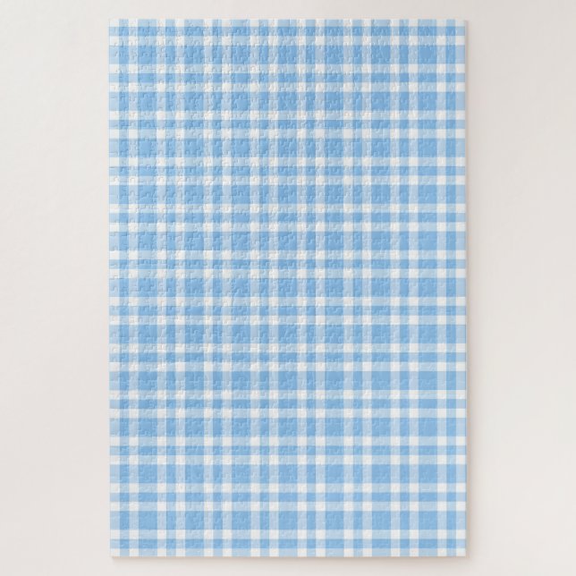 Quebra-cabeça Padrão Xadrez Azul Branco (Vertical)