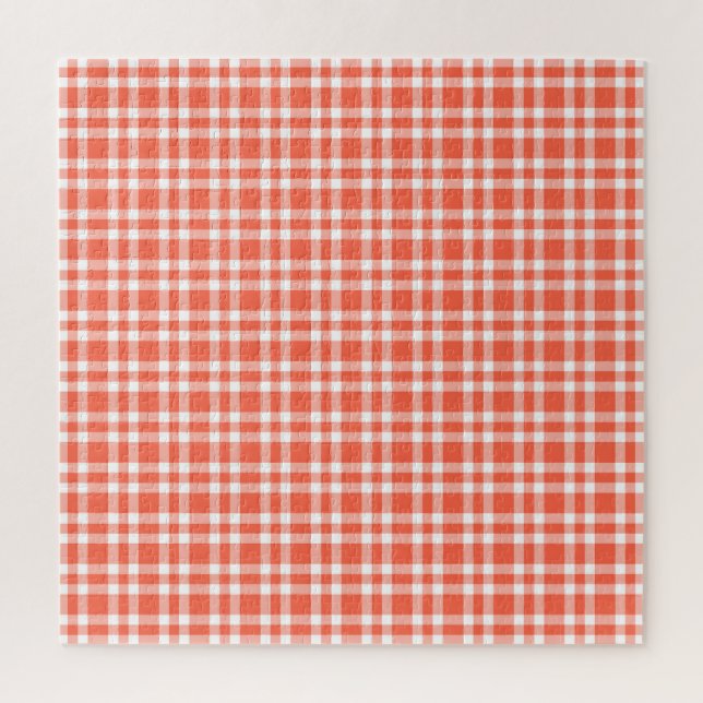 Quebra-cabeça Padrão Xadrez Branco Coral (Vertical)