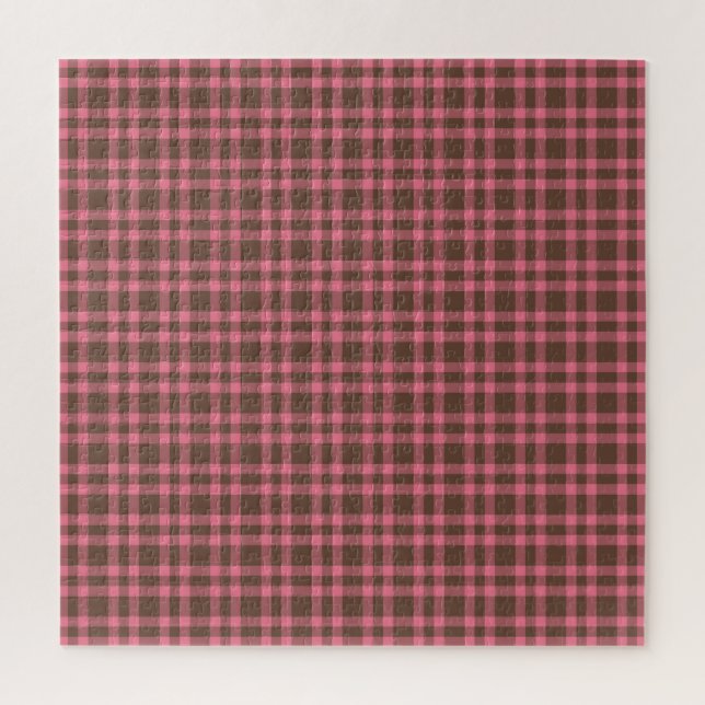 Quebra-cabeça Padrão Xadrez Rosa Marrom (Vertical)