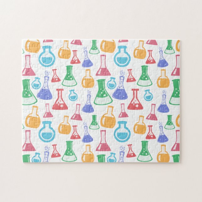 Quebra-cabeça Padrões de Ciência Diversão de Beakers e Frascos (Horizontal)