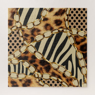 Quebra-cabeça Padrões de Impressão de Animais Leopardo Sem Costu