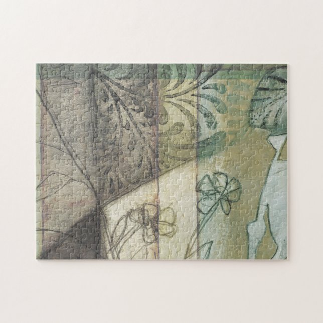 Quebra-cabeça Painel de Jardim com Folhas, Flores e Grama (Horizontal)