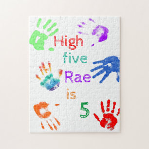 Quebra-cabeça Paint Handprint Aniversário com Nome Personalizado