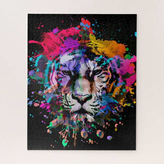 Quebra-cabeça Paint Splattered Tiger (Vertical)