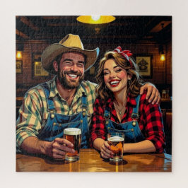 Quebra-cabeça País de Vaquero Fofo e Casal de Bar Western