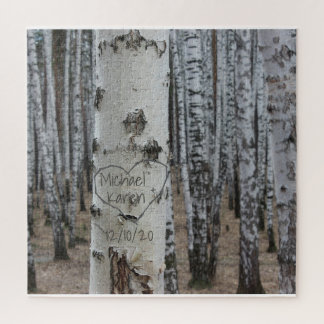 Quebra-cabeça País Personalizado Rustic Gravado Nomes de Coração