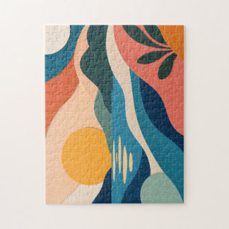 Quebra-cabeça Paisagem Abstrata do Pôr do Sol Arte Moderna Quebr