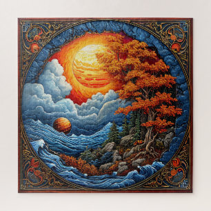 Quebra-cabeça Paisagem Abstrata Fantástica Vibrante