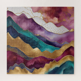 Quebra-cabeça Paisagem Abstrato de Aquarela Dourada