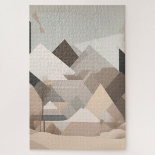 Quebra-cabeça Paisagem Abstrato de bege preto elegante