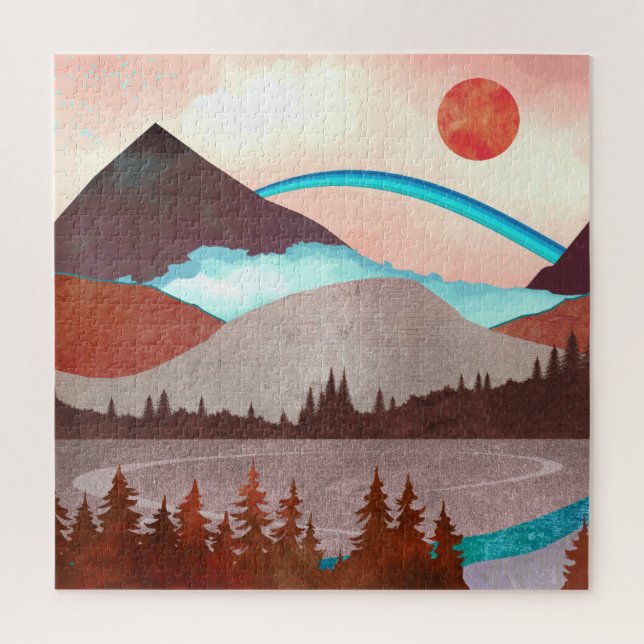 Quebra-cabeça Paisagem Arco-íris Azul (Vertical)