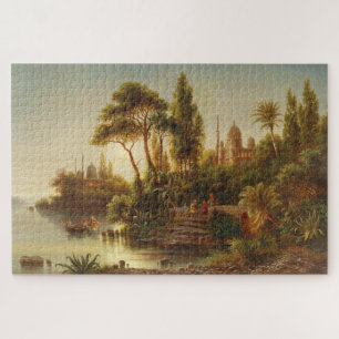 Quebra-cabeça Paisagem Asiática na Luz da Noite (Arte Sunset)