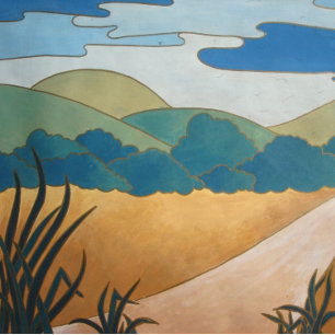 Quebra-cabeça paisagem colorida de abstrato contemporâneo