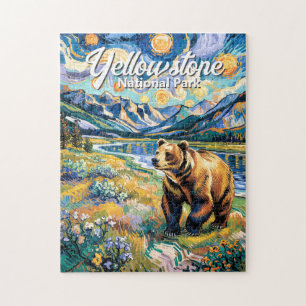 Quebra-cabeça Paisagem Colorida de Yellowstone - Urso Animal Vin