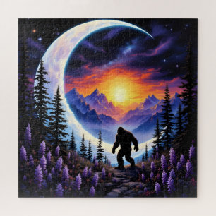 Quebra-cabeça Paisagem colorida Sasquatch à noite