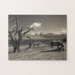 Quebra-cabeça Paisagem com cavalos