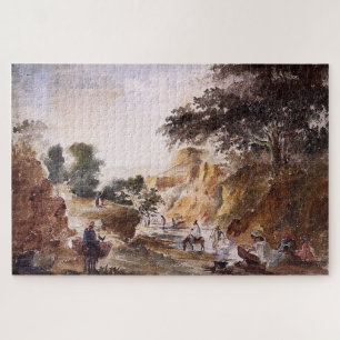 Quebra-cabeça Paisagem com Figuras junto a um Rio 1853–1854 - C.