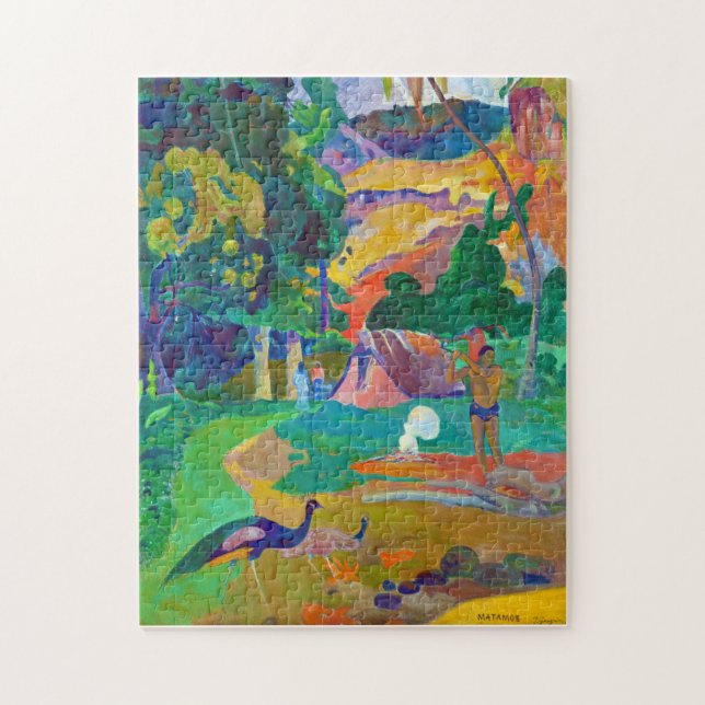 Quebra-cabeça Paisagem com Pavões, Gauguin (Vertical)