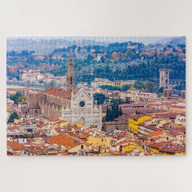 Quebra-cabeça Paisagem com S. Croce Basilica, Florença, Itália (Horizontal)