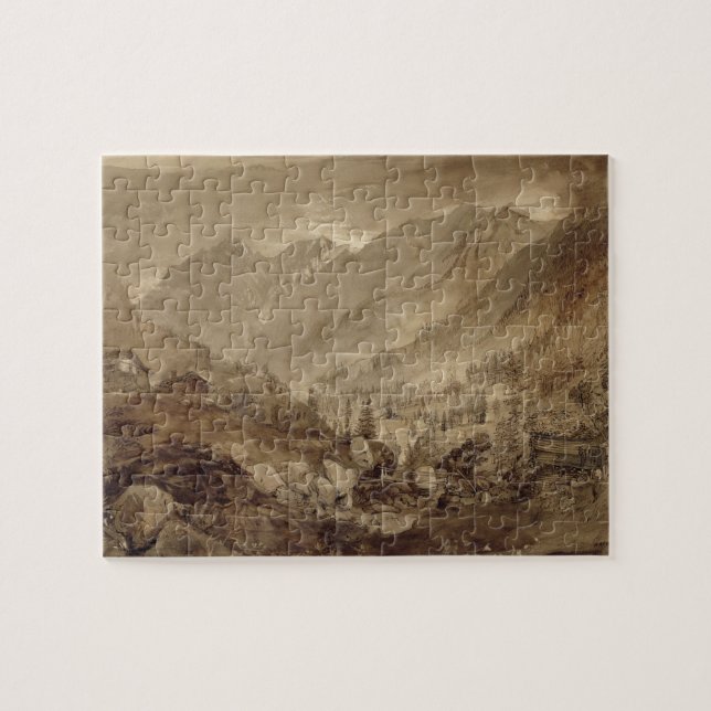 Quebra-cabeça Paisagem da montanha, Macugnaga, 1845 (caneta & (Horizontal)