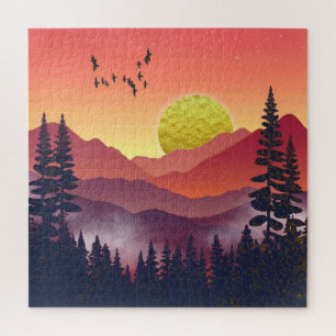 Quebra-cabeça Paisagem das Montanhas Crimson