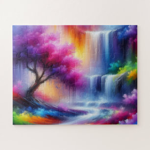 Quebra-cabeça Paisagem de Abstrato gerada por IA com peças sobre