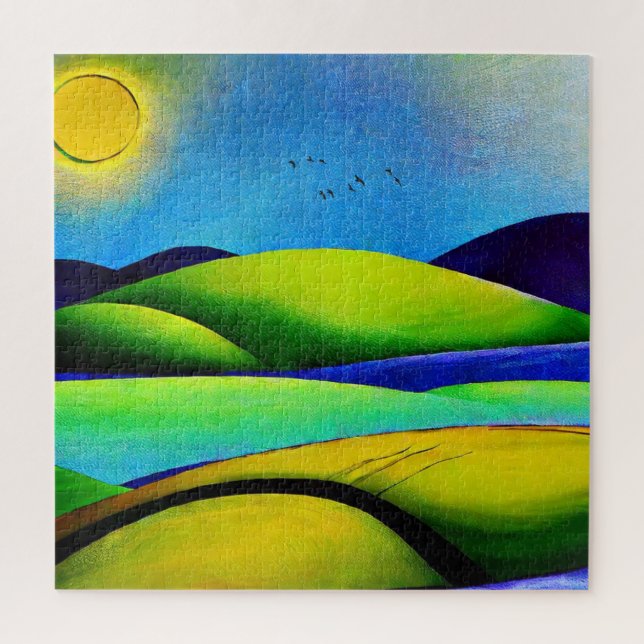 Quebra-cabeça Paisagem de Colinas Verdes (Vertical)