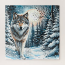 Paisagem de inverno com Lobo
